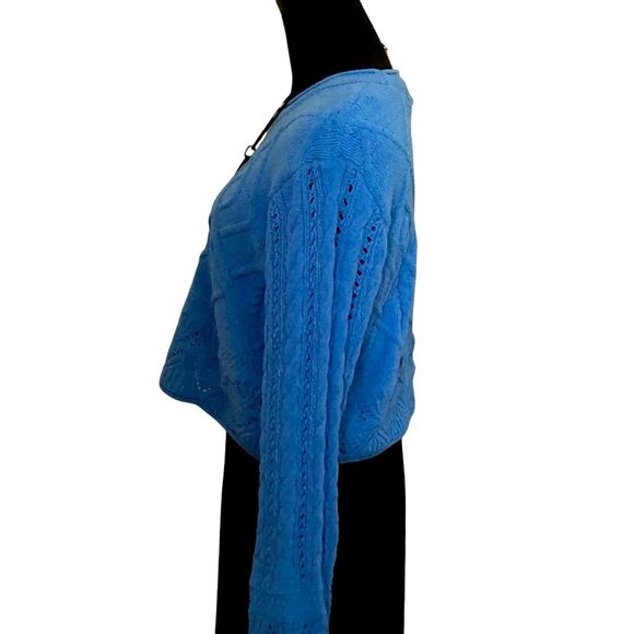 Hazel Moon Sweater Cropped Chenille Vivid Blue Size Large - Picture 6 of 12